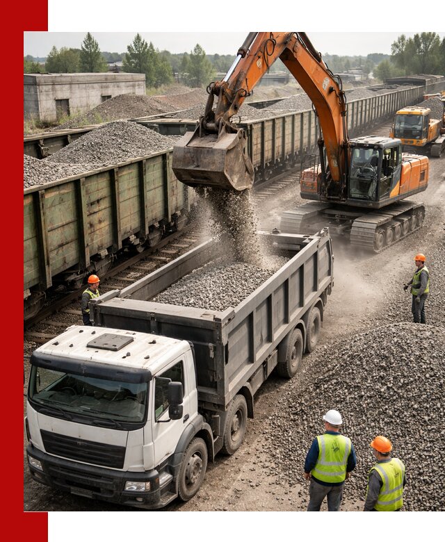 Железнодорожный щебень фракция 25–60 для поставок в Домодедово