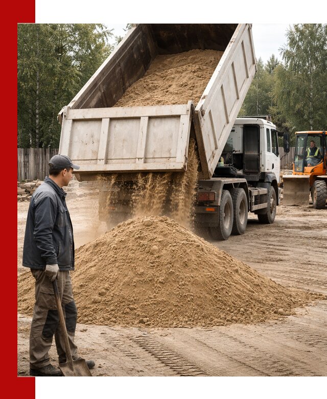Доставка и продажа песка с разгрузкой в Домодедово