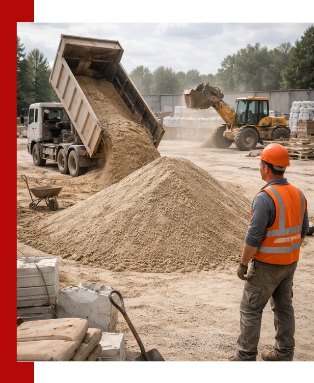 Доставка строительного песка с самосвалом в Домодедово