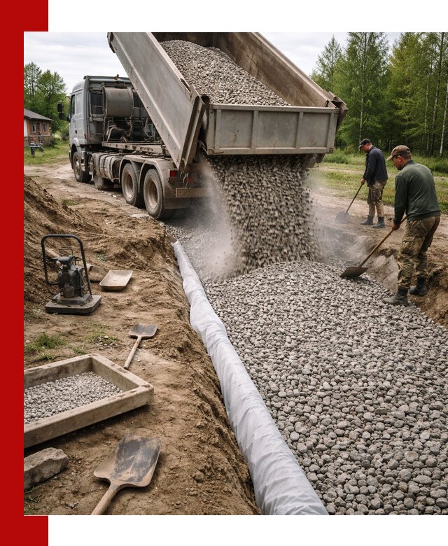 Гравий для дренажа с доставкой в Домодедово качественный и недорогой