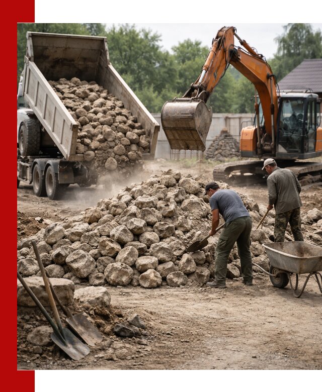 Доставка и разгрузка бутового камня в Домодедово