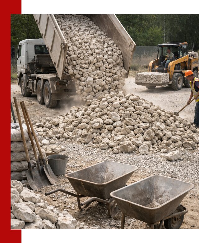 Доставка и продажа бутового известнякового камня в Домодедово