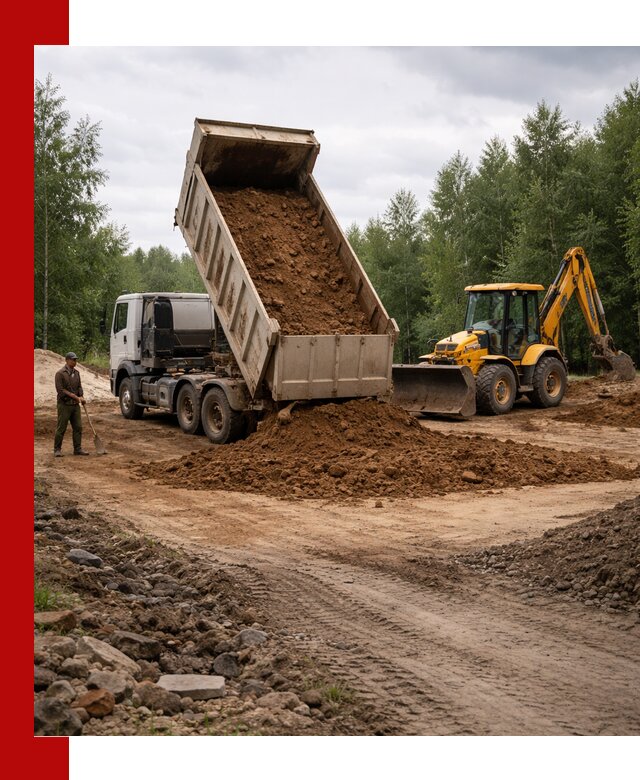 Доставка суглинка самосвалами в Домодедово подсыпка и планировка