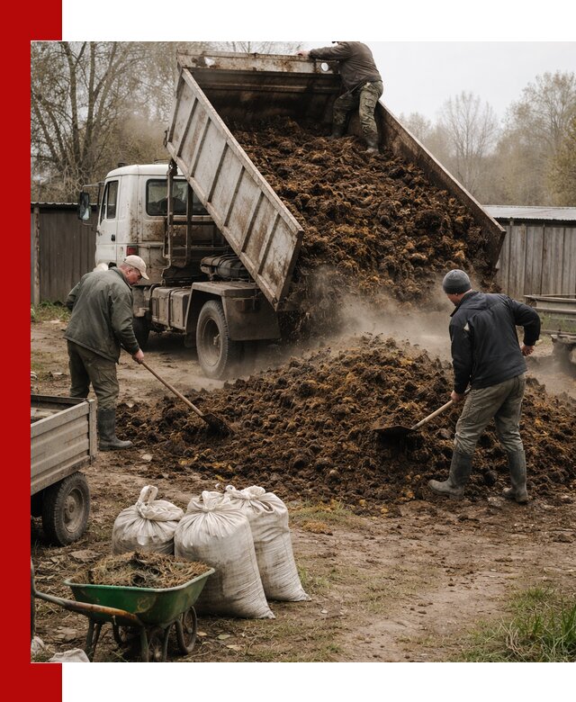 Доставка коровьего навоза самосвалом в Домодедово