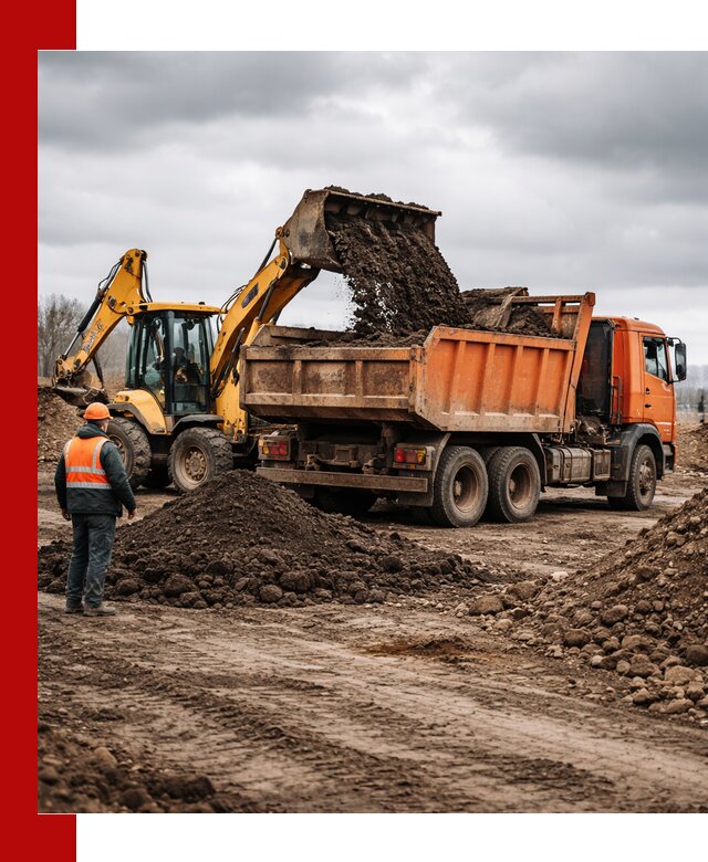 Вывоз грунта и строительного мусора в Домодедово грузовыми самосвалами